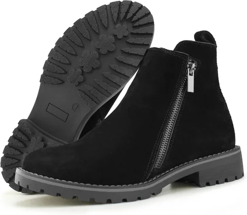 Vista 5 de Hawkwell Botines de piel de ante con cremallera y tacón bajo para mujer