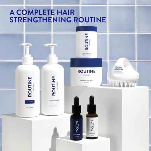 Vista 7 de Paquete Routine Wellness - Juego de Champú y Acondicionador para Cabello Fino, Dos Sueros para la Salud del Cuero Cabelludo, Suplemento