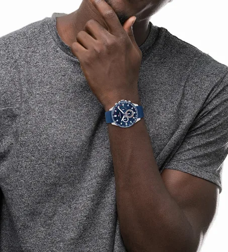 Vista 4 de Tommy Hilfiger Reloj de cuarzo de acero inoxidable para hombre con correa de silicona azul 21 Modelo 1791970 Azul Patchwork Reloj de cuarzo
