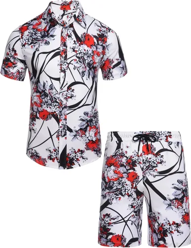 Vista 2 de Daupanzees - Camisa hawaiana de manga corta con botones para hombre