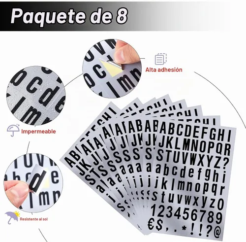 Vista 2 de Zonon 8 hojas de pegatinas de números para buzón, kit de letras y números de vinilo autoadhesivo para buzón, letreros, ventana, puerta, automóviles