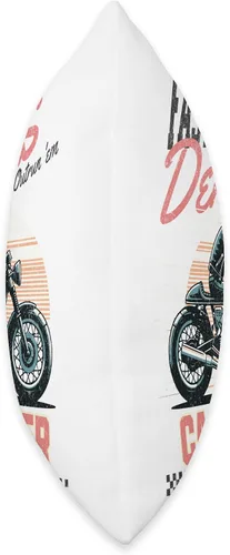 Vista 2 de Skeleton And Charm Clothing Co Cafe Racer Faster Than Hell, Outrun Your Demons Throw Pillow, 16x16, Multicolor