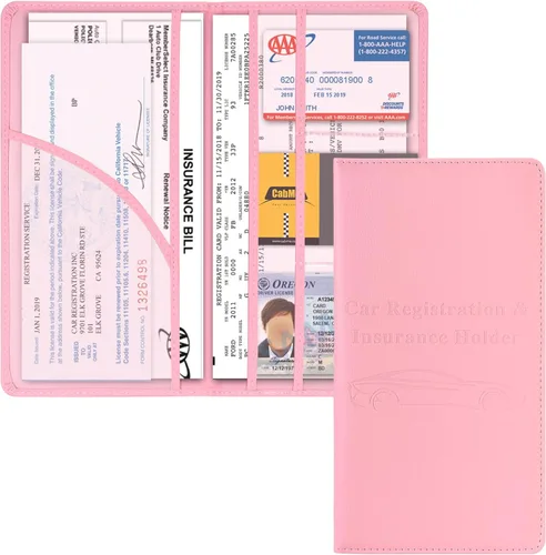 Vista 11 de Cacturism Soporte para registro y seguro de automóvil, guantera de vehículo, organizador de automóvil para hombres y mujeres, funda de accesorios