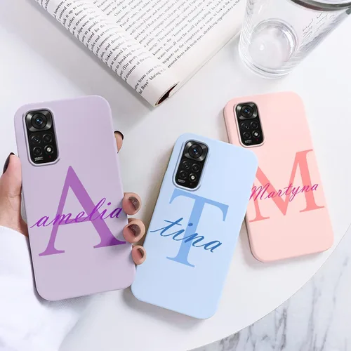 Vista 2 de Funda de teléfono con nombre personalizado para Xiaomi Mi 11T 10 11 Lite, fundas de silicona suave con texto personalizado para Redmi Note 11S 10S
