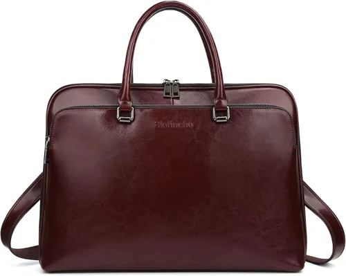 Vista 11 de Blofinche Bolso de mensajero para portátil con hombro: Maletín de trabajo de cuero genuino de 13.3 a 15.6 pulgadas, bolso de diseñador
