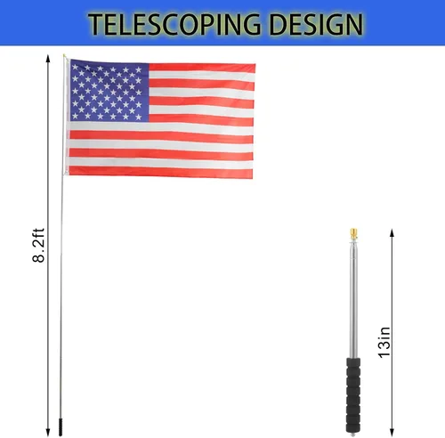 Vista 2 de Difuento 1 pieza Asta de Bandera para Guía Turístico Telescópica de Mano Astas de Bandera Portátiles con Clips para Guía Turístico Punto