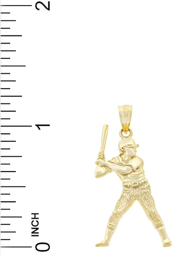 Vista 2 de Charm America - Gold Baseball PlayerBatter Charm - 10 Karat Solid Gold