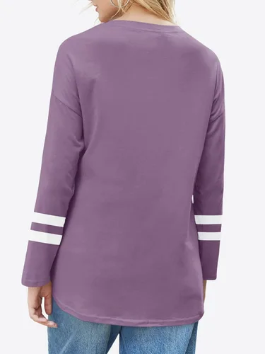 Vista 94 de Fisoew Camisetas de manga larga para mujer, holgadas, casuales, con cuello redondo, blusa suave