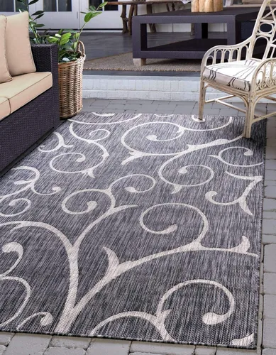 Vista 19 de Unique Loom Outdoor Botanical Collection - Alfombra rizada, 4 pies 1 pulgada x 6 pies 1 pulgada, rectangular, azul/marfil