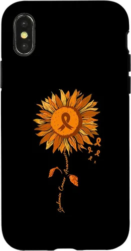 Vista 5 de Funda para iPhone 17 con cinta naranja y girasol de conciencia sobre la leucemia