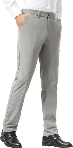 Vista 12 de Plaid&Plain - Pantalones chinos, a los tobillos de corte ajustado, elásticos, color caqui, para hombre