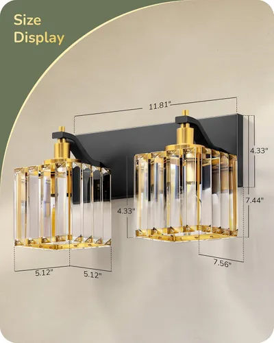Vista 6 de EDISHINE Lámparas de baño, accesorios de iluminación de tocador de baño de cristal sobre el espejo, 2 luces de tocador para baño, tocador, base E26