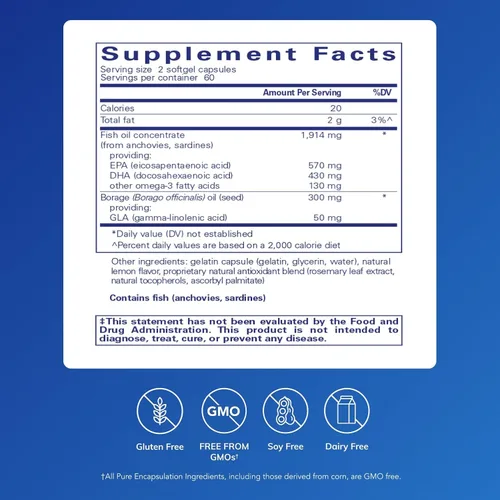 Vista 2 de Pure Encapsulations EFA Essentials, 120 cápsulas de cápsulas blandas