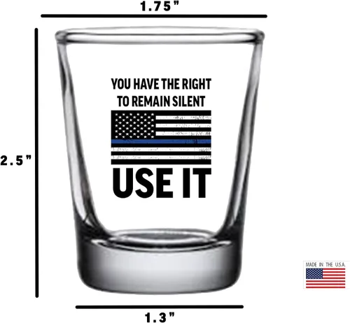 Vista 4 de Rogue River Tactical Línea azul divertida regalo de vidrio de tiro para policía policía policía permanece en silencio