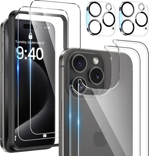 Vista 9 de Maxdara [6 en 1] Protector de Pantalla para iPhone 14 Pro (6.1 pulgadas), Paquete de 2 Protectores de Pantalla Trasera para iPhone 14 Pro
