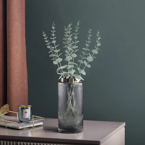 Vista 3 de GREENRAIN 8 piezas de tallo de eucalipto artificial de seda de eucalipto sintético, ramas de eucalipto falsas, plantas para bodas, fiestas, ramos