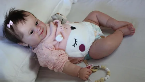 Vista 3 de Angelbaby Muñecas de bebé Reborn realistas de silicona de cuerpo completo de 20 pulgadas, hechas a mano, muñeca de bebé realista Sweet Smile recién