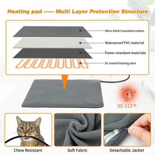 Vista 4 de Casa grande con calefacción para gatos para exteriores, casa elevada para gatos climatizada al aire libre, resistente a la intemperie, refugio