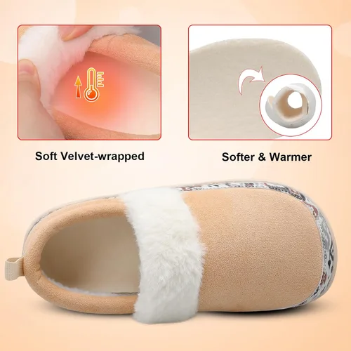 Vista 3 de Scurtain Pantuflas tipo mocasín para mujer, cómodas y cómodas botas de invierno con suela de goma cómoda