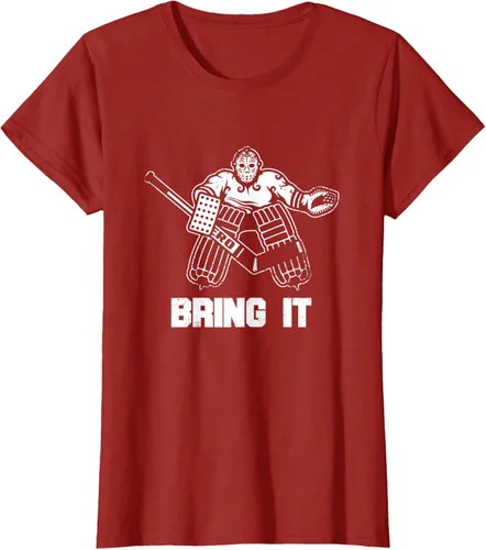 Vista 44 de Divertida camiseta gráfica de ropa de portero de hockey sobre hielo, Negro, S
