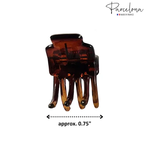 Vista 7 de Parcelona Pinzas para el pelo de la mandíbula del acetato de celuloide transparente de la mini tortuga marrón negro francés