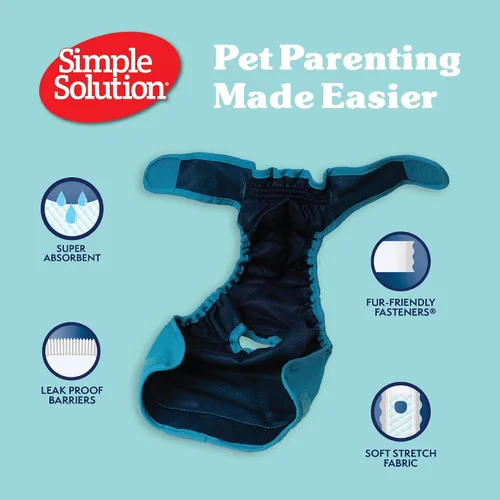 Vista 3 de Simple Solution Pañal lavable para perro hembra, mediano, 1 paquete Dog in Heat, Potty Training, Incontinence Support, Leak Protection, Reusable