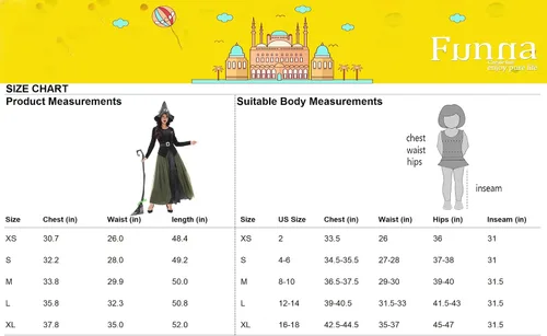 Vista 6 de Funna Disfraz de bruja para mujer, disfraz de Halloween con sombrero