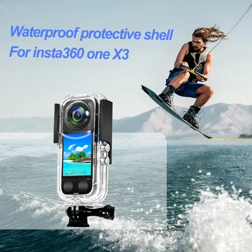Vista 7 de Funda impermeable para cámara de acción Insta 360 one X3, carcasa protectora de buceo subacuático 40M con accesorios de soporte