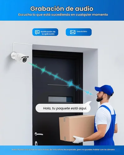 Vista 5 de ZOSI Sistema de Cámara de Seguridad PoE 4K, 4 x Cámaras de Vigilancia de 8MP Resistentes a la Intemperie con Audio Unidireccional, Conteo
