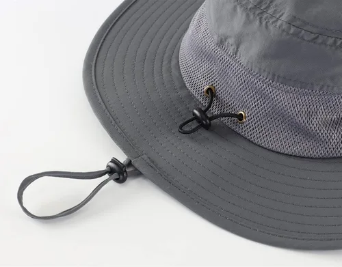 Vista 4 de Connectyle Sombrero de sol de ala ancha UPF 50+ para hombre, transpirable, para pesca, senderismo, safari, viajes Gris oscuro