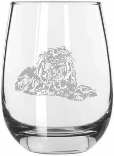 Vista 15 de Shar Pei (chino) - Vaso de vino sin tallo grabado para perro, 15.25 onzas