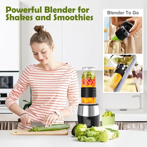 Vista 10 de Licuadora y Procesador de Alimentos Combo, Licuadora Personal para Batidos y Smoothies, Adecuada para Cocina, Hogar, Licuadora Eléctrica de 700W