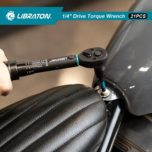Vista 8 de LIBRATON - Llave dinamométrica para bicicleta de 1/4", 2-14 Nm, llave dinamométrica de engranaje de 72 dientes 0.1 Nm Micro Click Torque Wrench