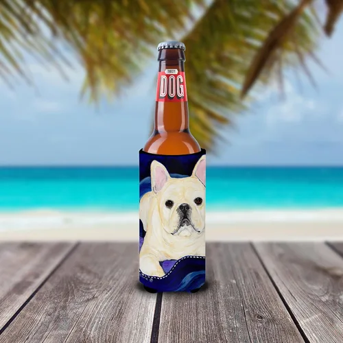 Vista 2 de Caroline's Treasures SS8126MUK Bulldog francés Ultra Hugger para latas delgadas puede enfriar la manga Hugger lavable a máquina para bebidas