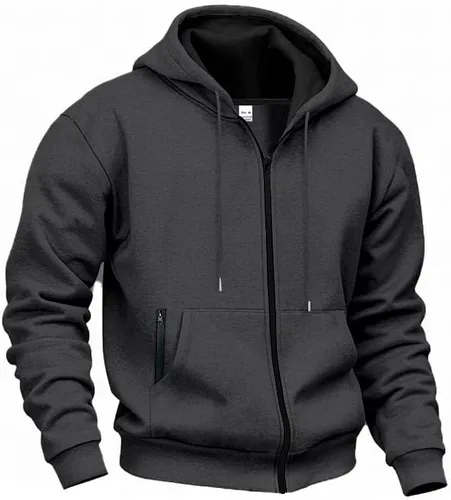 Vista 5 de LIZALIG Chaqueta de forro polar con capucha y cremallera completa para hombre con capucha ajustable y bolsillos delanteros seguros