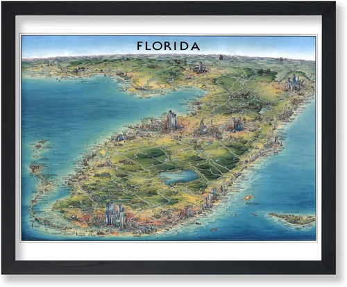 Vista 51 de Poster Master Póster retro de viaje con mapa monumental vintage de Florencia, arte italiano, gran regalo para hombres, mujeres, amantes
