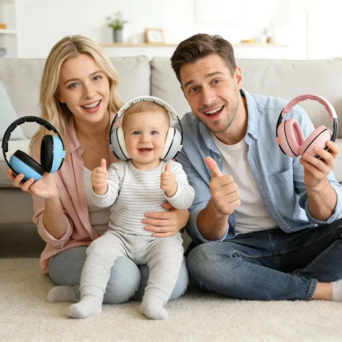 Vista 6 de Funbliss Auriculares de protección auditiva para bebés, color blanco y negro Blanco/Negro