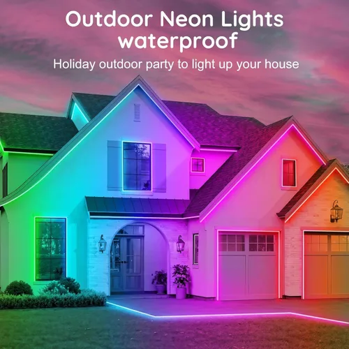 Vista 10 de RCUICA Luces de Cuerda de Neón de 32.8 Pies, Luces de Cuerda LED Flexibles con Control por App/Control Remoto, Múltiples Modos de Sincronización