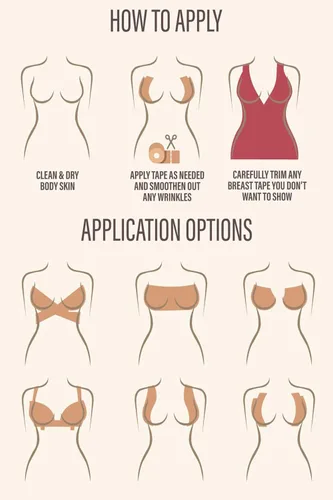 Vista 4 de Cinta adhesiva para pechos con cubiertas de pezones, brasier de cinta de levantamiento de senos, cinta de elevación para uso con vestido sin