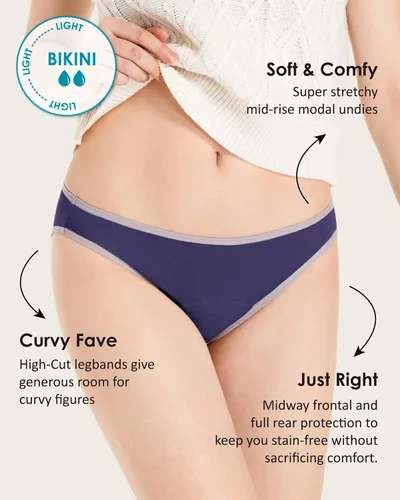 Vista 4 de Neione Ropa interior de período Bragas menstruales de corte alto Cheeky Bikini Briefs Mujeres Niñas