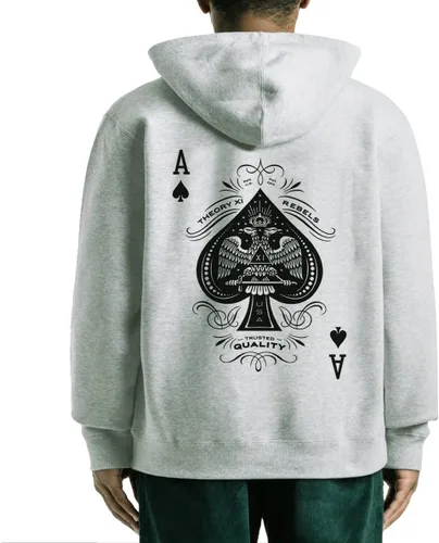 Vista 2 de Taamlou Sudadera con capucha de manga larga con estampado de solitario y elementos de póquer de moda para hombre