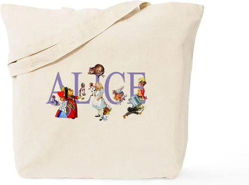 Vista 11 de CafePress Alice & Friends in Wonderland - Bolsa reutilizable de lona color beige natural