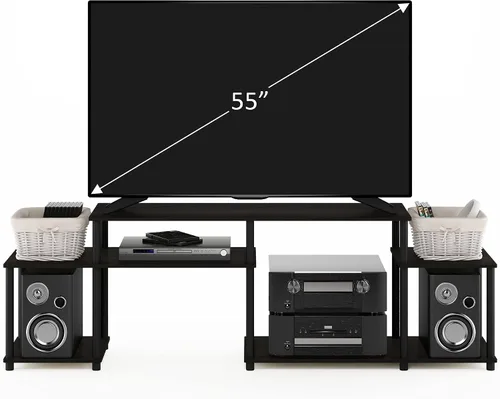 Vista 9 de Furinno 11191BK THE Centro de Entretenimiento Soporte para TV, Negro