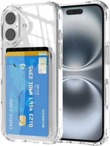 Vista 26 de 【Actualización】 Funda tipo cartera transparente para iPhone 13, antiamarilleo, delgada, parachoques de TPU + funda trasera de policarbonato con 2