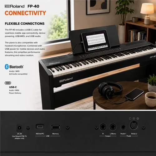 Vista 8 de Roland FP-40 Piano digital de 88 teclas - Negro FP-40 Negro