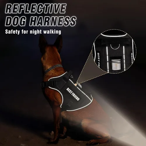 Vista 4 de Arnés Táctico para Perros Talla Pequeña, Sin Tirones Chaleco Militar para Perros con Asa, Arnés Reflectante de Servicio Pesado para Mascotas