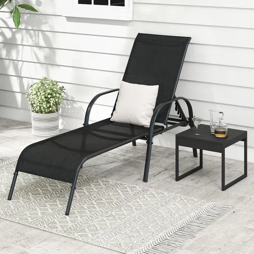 Vista 8 de Giantex Silla de Salón para Patio, Tumbona para Exteriores con Respaldo de 5 Posiciones Ajustables, Marco de Acero Resistente, Sillón Reclinable