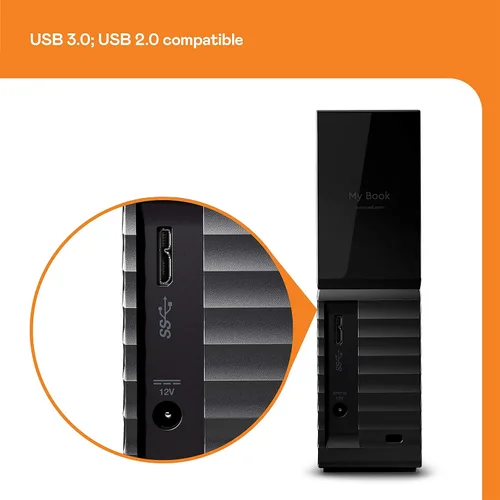 Vista 3 de WD Disco duro externo de escritorio My Book de 12 TB, USB 3.0, HDD externo con protección por contraseña y software de copia de seguridad automática