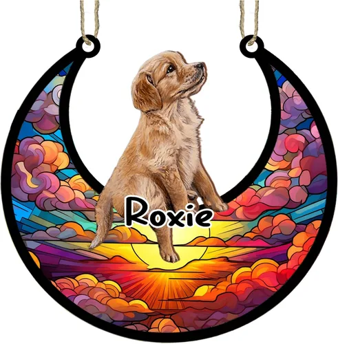 Vista 24 de LOVELYPOD Adorno de Navidad personalizado para perro pastor australiano, atrapasoles conmemorativo, adorno de Navidad de pastor australiano