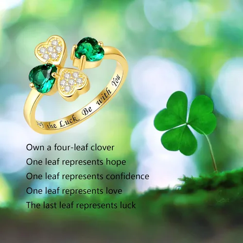 Vista 8 de Joyería irlandesa de trébol de cuatro hojas para mujer plata de ley 925, aretes de trébol del día de San Patricio, aretes de corazón verde, joyería